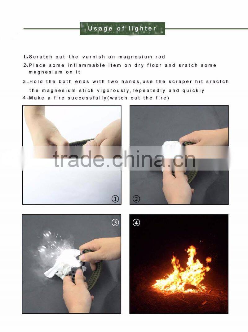 Paracord Survival Bracelet with a 350LB Parachute Cord, Fire Starter, Embedded Compass, Flint, Emergency Knife & Whistle