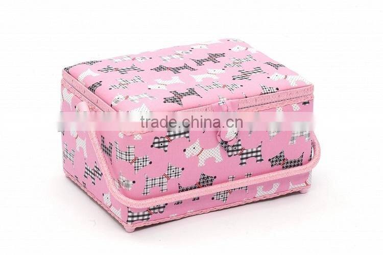 Dog Print Wooden Sewing Kit Box w/ Accessories
