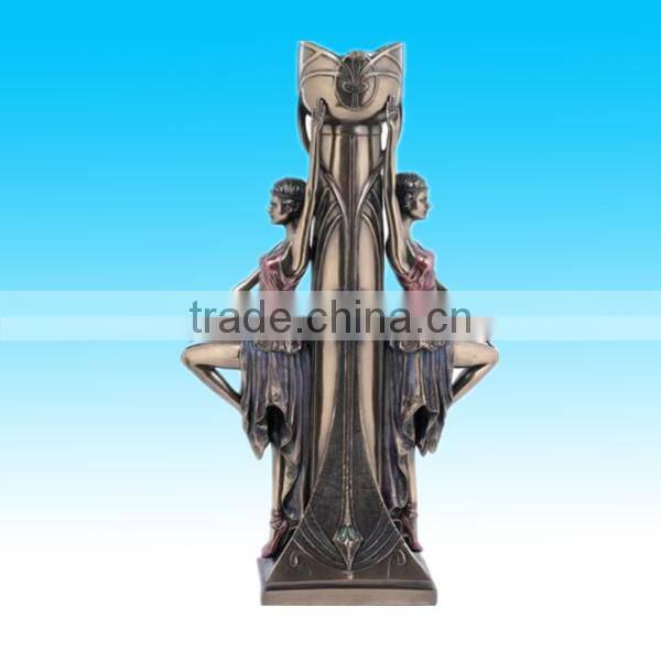 polyresin antique golden bronze valentine candle holder