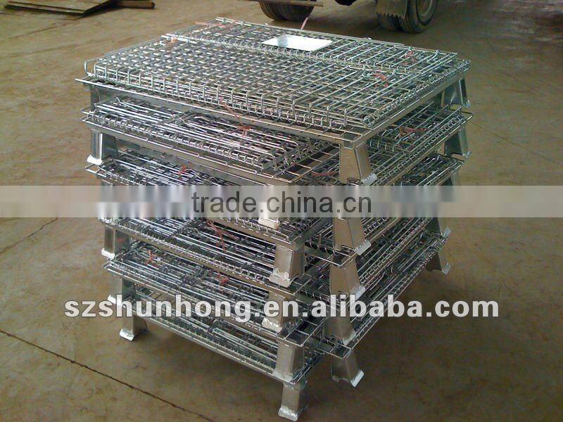 Foldable wire Mesh Cage Pallet with wheel