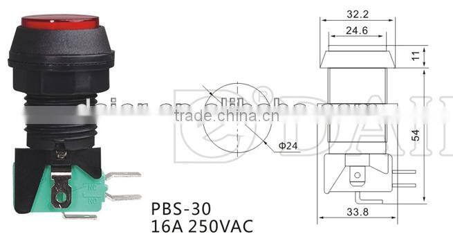 PBS-30 16A 250VAC push button with micro switch 24mm