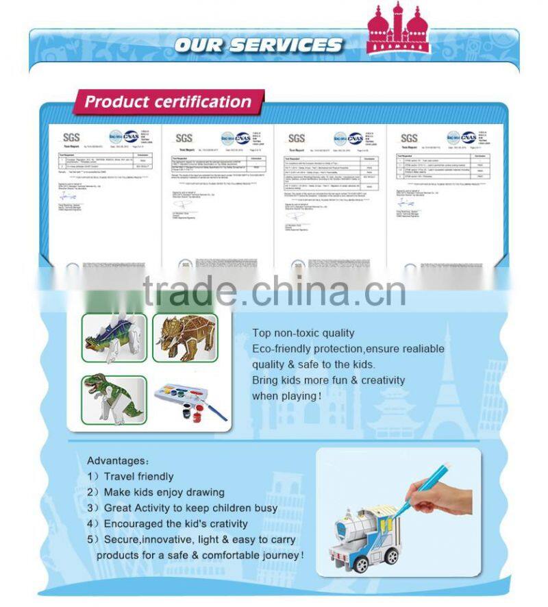 2016 hot new products education 3D puzzle painting train toys for kids