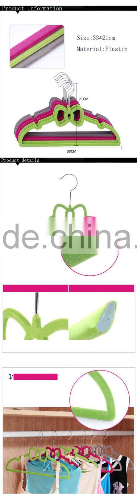 Non Slip Slim Clothes Hangers Velvet Flocking Closet Coat Organizer Housewarming bowknot