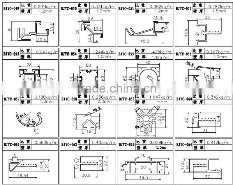 OEM aluminum profiles extruded for removable wall partitions