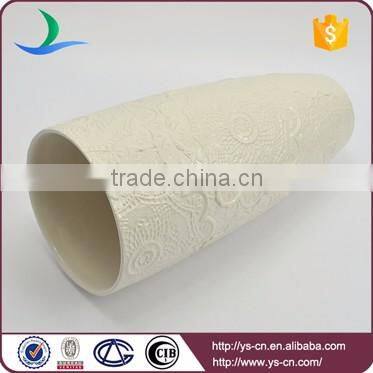 Hot promotion floral design embossed dolomite ikebana vases wholesale