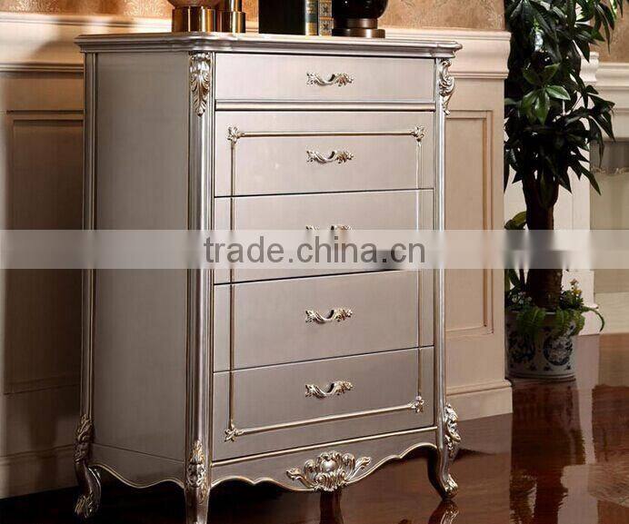 European Style Solid Wood with Genuine Leather Bed, Royal Bedroom Carved Furnitur Bed, Royal Bedroom Furniture (BF01-ML013)