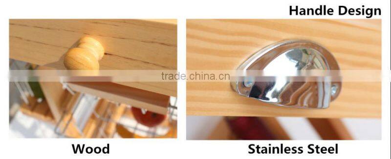 natural finish E1 MDF with drawer wooden serving trolley