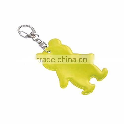 teddy bear shaped reflective keyring with small carabiner