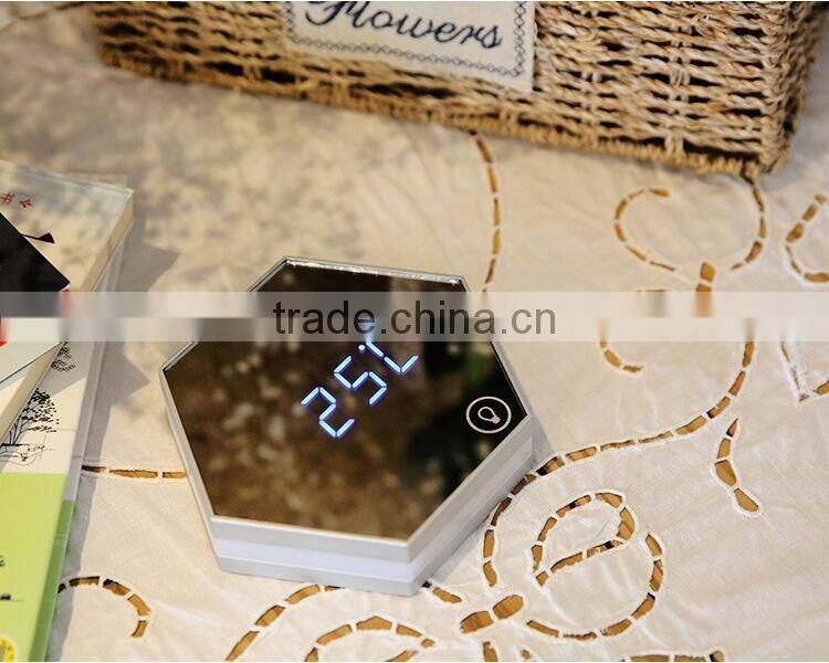 multifunction mirroring alarm clock with led digital thermometer cosmetic mirror night-lighting alarm clock