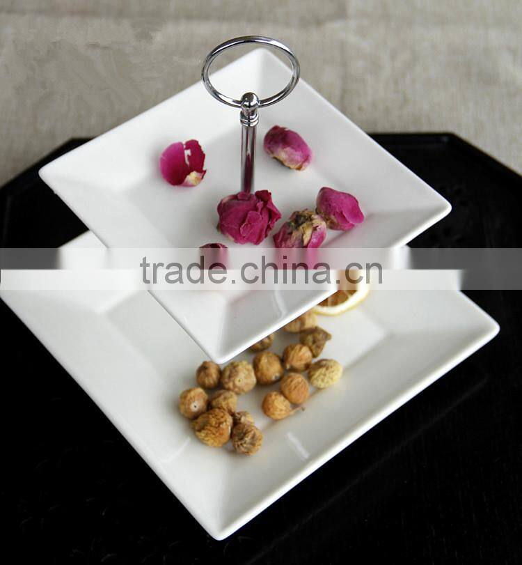 white square porcelain/ceramic three-layer plate