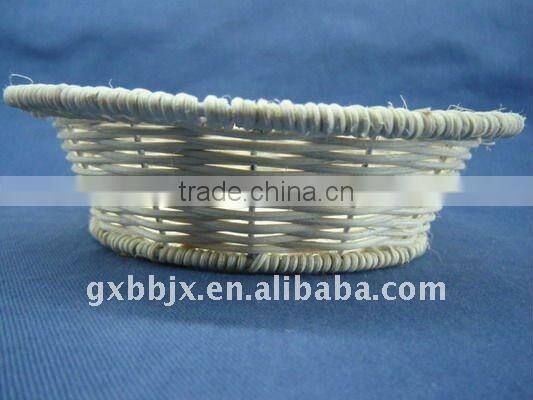 Egg shaped rattan iron frame storage oval fruit tray