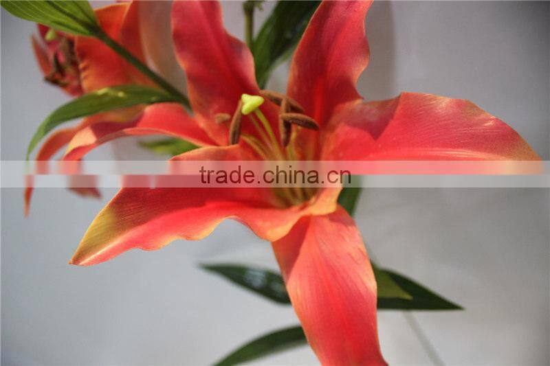 dry flower artificial two flowers two buds lily fabric flower