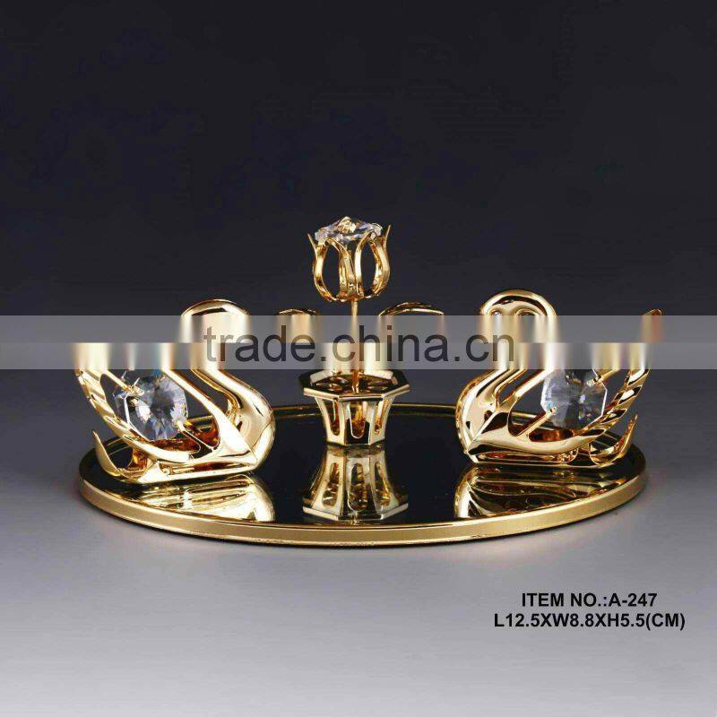 24K gold plated love swan gifts for wedding decoration