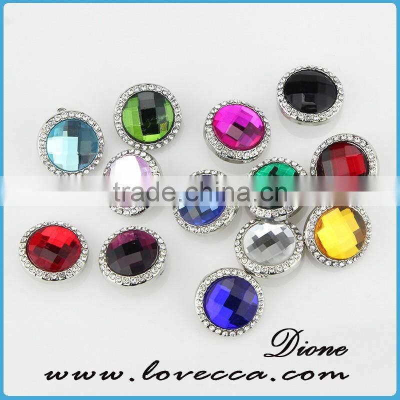 18mm crystal snap button charm