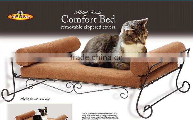 RH-4736 Metal frame Scroll Rmovable Zippered Covers Comfort Pet safa dog bed