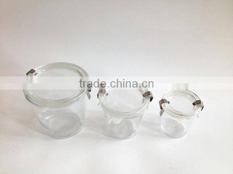 250ml capactiy tapered locked glass stash jar cans with glass lid