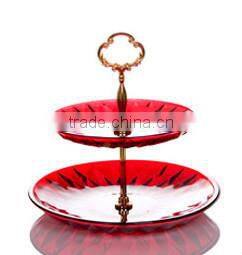 glass creative Multilayer dessert charge plate,cake plate birthday wishes