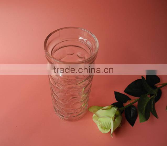 clear relief pillar glass flower pot