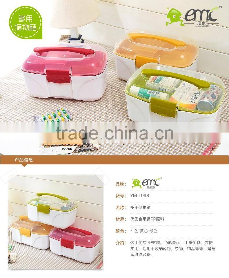 Plastic storage box for medicine, plastic storage box with handle and lid