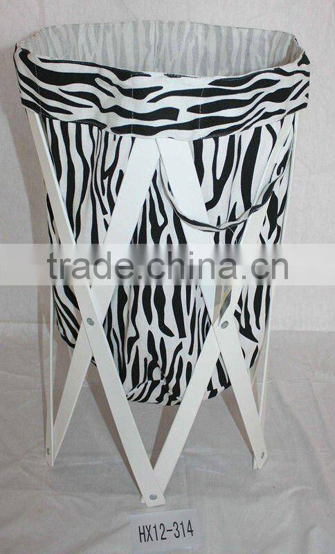 Folding Wooden Canvas Bag Laundry Hamper