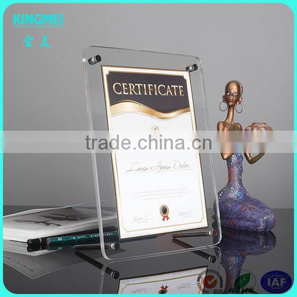 KM-CP61 Kingmei Counter Frameless Crystal Acrylic Plexiglass Picture Frame with Metal Screw Holder