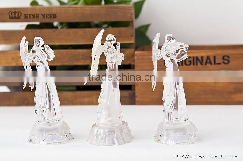 LED Acrylic christmas angel with instrument figurines