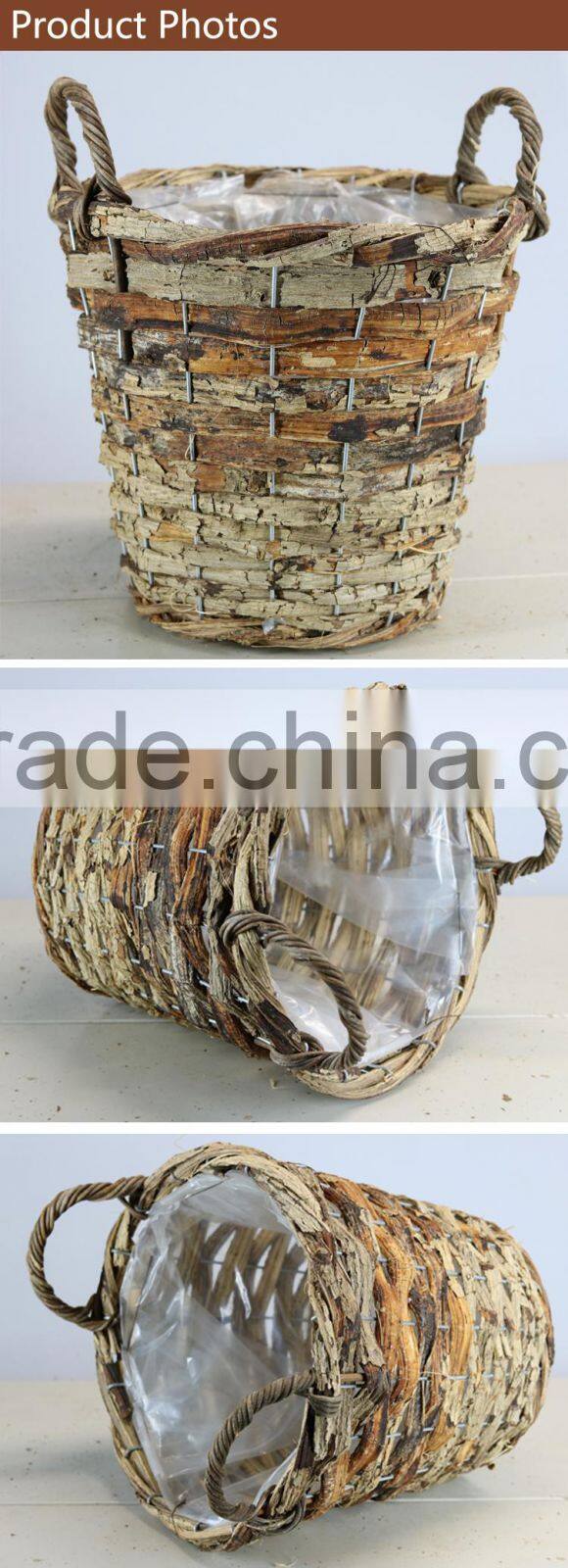 Handle natural plant weaving flowerpot