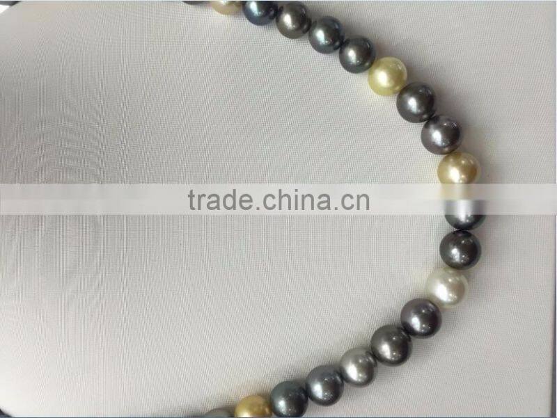 AAA 9-10mm colorful South Sea Pearls Necklace