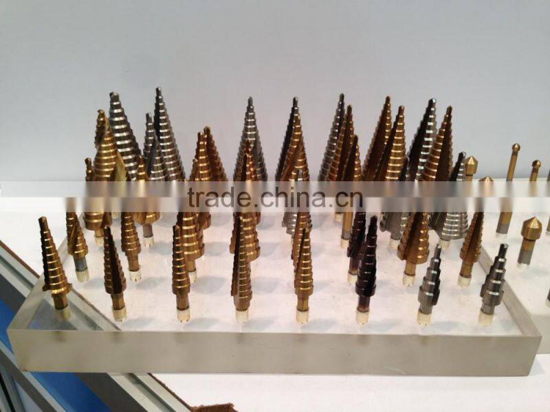 Metal drilling round shank straight flute hss step drill bit set