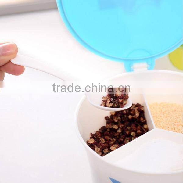 Custom Creative Food-Grade PP Plastic 3 Apartment Seasoning Spice Storage Box Supplier