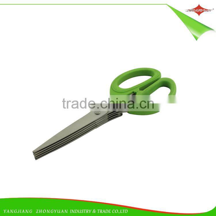 ZY-J8004 New design kitchen scissors herb shears scissors vegetables cutting stainless steel 5 blades herb scissor