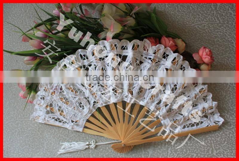 Beatutiful and colorful wedding folding lace fan