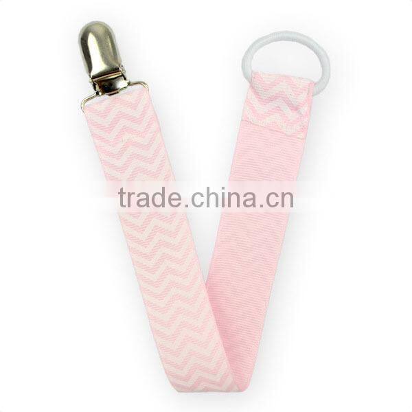Wholesale Soother Baby Pacifier Chain Clip Ribbon Printed Pacifier Clip Baby, High Quality Pacifier Clip Holder