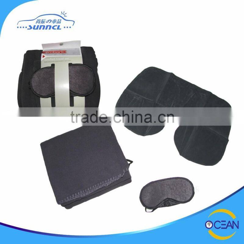 Economic Inflatable Neck Pillow with Eye Mask Ear Plug and Seat Cushion Kit