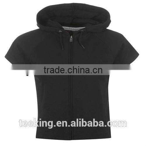 Summer short sleeves zip up women crop top