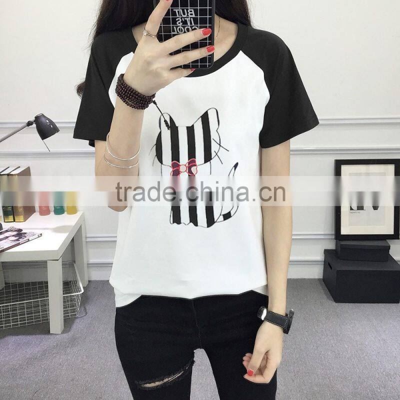 Custom Fashionable Logo Printing women Round Neck Short Sleeves T shirt
