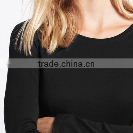 2017 new 100% cotton slim fit ladies base t-shirt O neck blank long sleeve women t-shirt