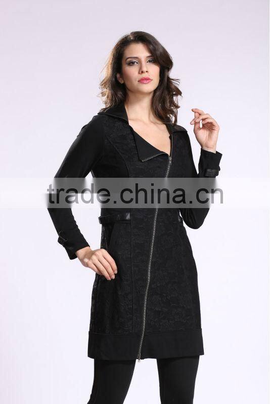 2014 New Fashion Ladies' Long Coat Asymmetrical Zipper Design Women Winter Overcoat