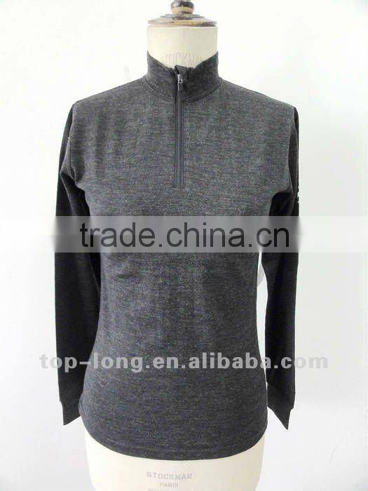100% merino charcoal thermal underwear for women thermal suit of zip top