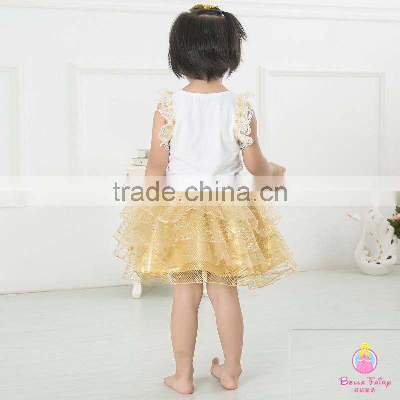 Latest baby kids clothes Beautiful children fairy skirts wholesale christmas golden childhood tutu set bella fairy