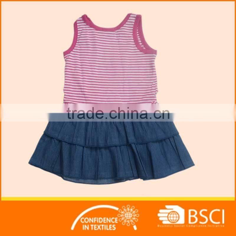 hot sale Floral Children Wear Striped Cotton Baby Girl Dress