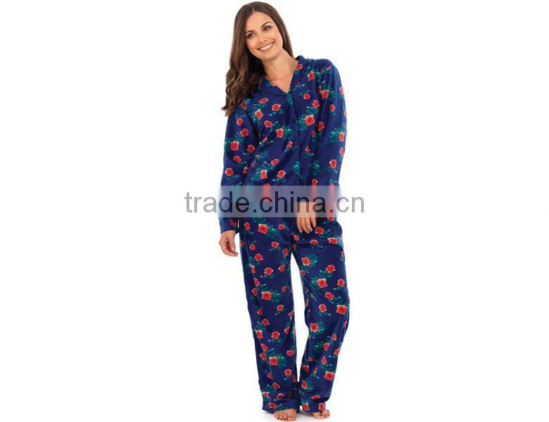 Flowers Flower Print Rose Fleece Warm Winter lady winter pajama