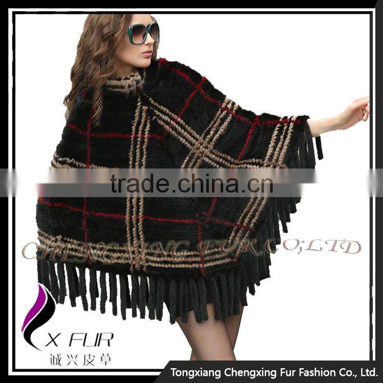 CX-B-M-62A 2016 New Latest Cheap Genuine Mink Fur Poncho and Shawl