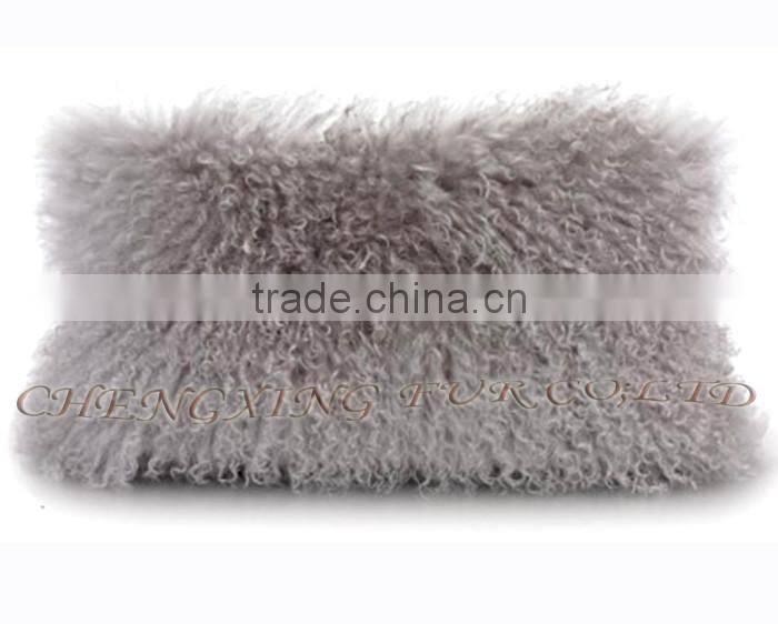 CX-D-01A High Quality Customed Size ColorfulTibetan Lamb Fur Pillow Cover