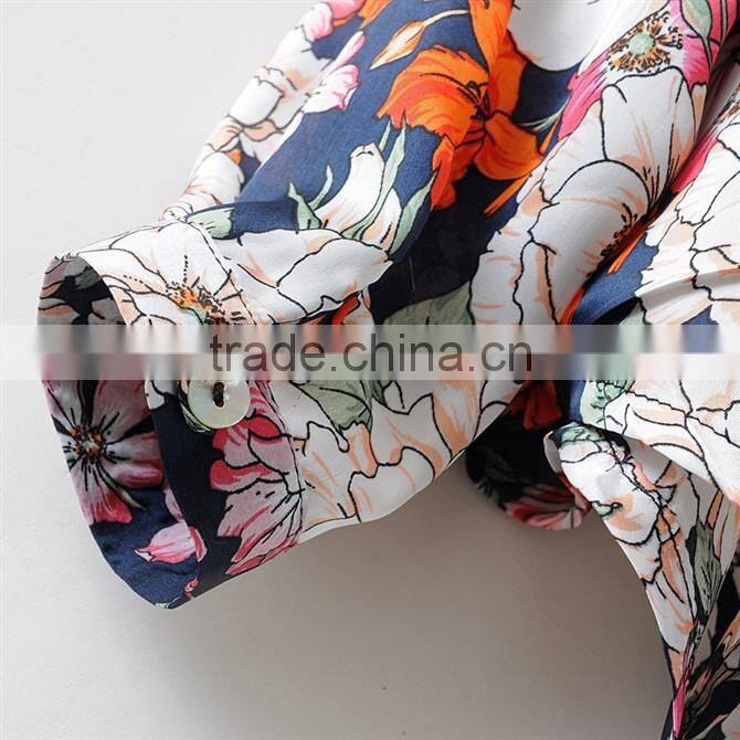 2015 Latest Hot sell european summer hot sale flower style shirt women tee shirt