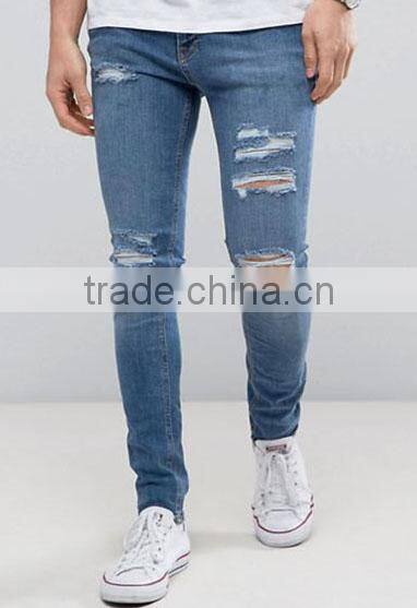 Popular khaki cargo trousers men skinny straight leg pants with raw edges hem