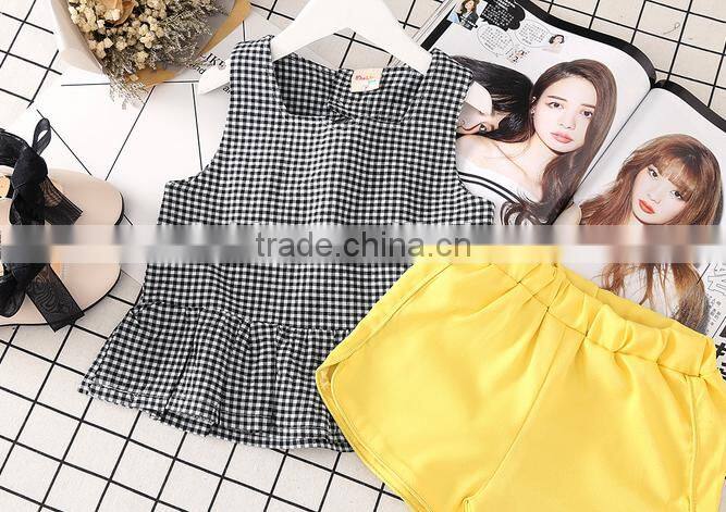 Stylish Baby Girl Clothes Gingham Shirt And Shorts Matching Clothing Set Outfit