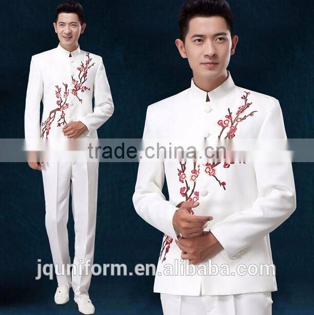 custom cheap embroidery flower handsome outfit men music band uniforms for choir for sale
