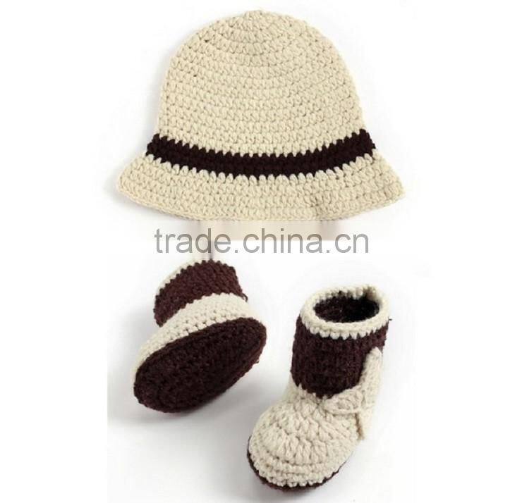 baby handmade cartoon hat shoe set baby 100% cotton knitted cap