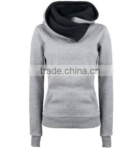 Women's 100% cotton turndown collar contrast color slim fit hoody